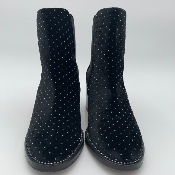 Jimmy Choo Merril Bootie Ankle Boots EU 37.5 US 7 Black Velvet Crystals Bougie - Picture 2 of 11